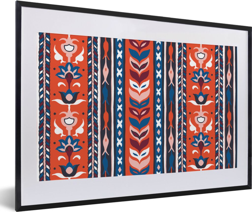 MuchoWow Gerahmtes Poster Design - Blumen - Pflanzen - Rot - Minimalismus 60x40 cm - Poster mit Schwarzem Bilderrahmen Wandposter Rahmen Foto Bil...