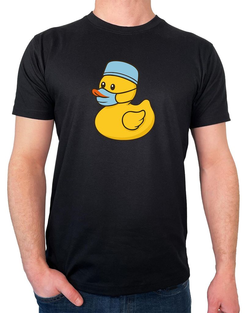 Huuraa Herren T-Shirt Quietscheente Gesundheits- und Krankenpflege Comic Gummiente L Black Bio Baumwolle Fairtrade Herrenshirt Geschenkidee