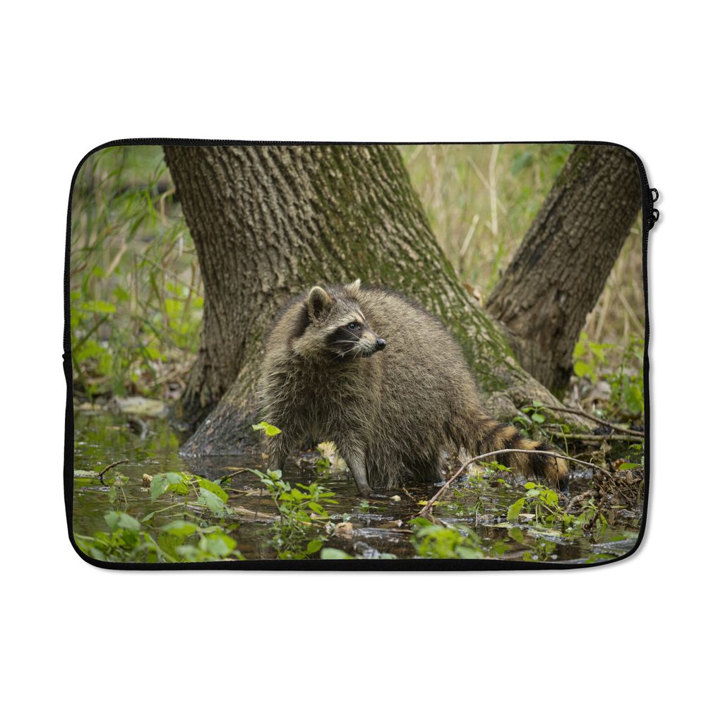 MuchoWow Laptop Hülle 14 ZollWaschbär - Wild - Wald Laptoptasche - Laptoptasche - Stoßsicher - Schutzhaube