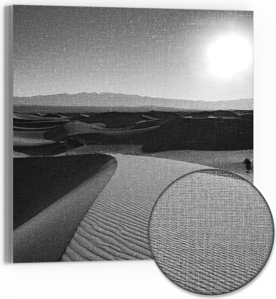 DEQORI Hybrid Leinwand Bild 50x50 cm 'Wüstenstille' Wandbild Glas flach modern