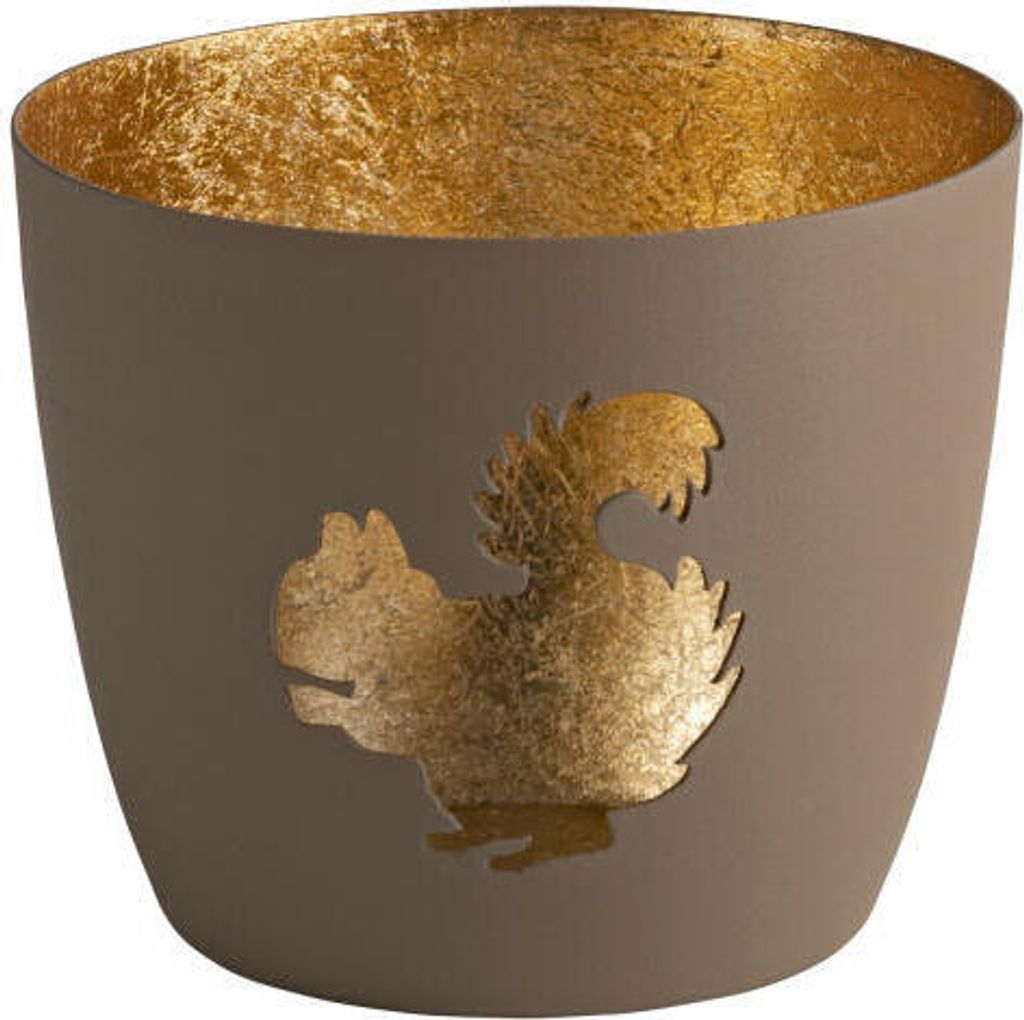 Gift Company Windlicht Madras Eichhörnchen M, Teelichthalter, Kerzenhalter, Eisen, sandstone / Gold, H 8.5 cm, 1101004029