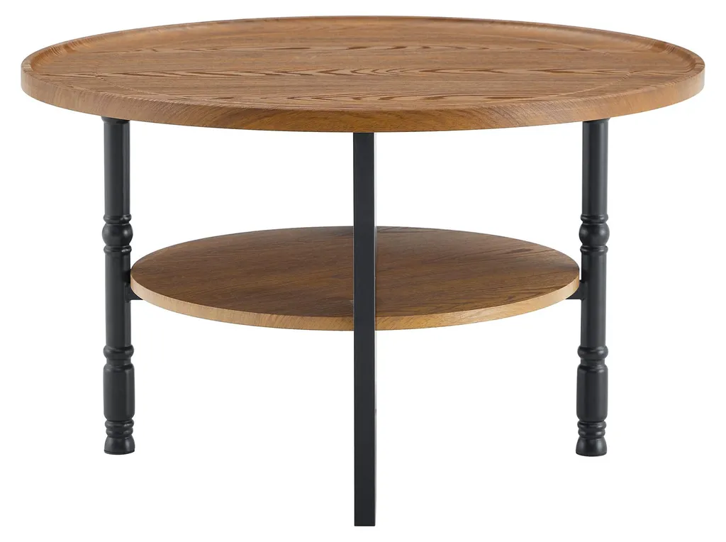 Table basse ronde 80cm avec rangement et table d'appoint en bois - 13