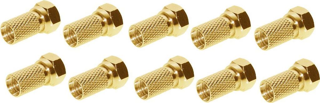 shiverpeaks F-Stecker 6,7, vergoldet, mit großer Mutter, VE10