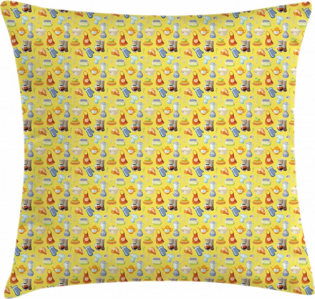 ABAKUHAUS Bunt Kissenbezug, Gelbes Geschirr, Waschbar mit Reißverschluss Kissenhülle mit Farbfesten Klaren Farben Beidseitiger Druck, 40 x 40 cm,...