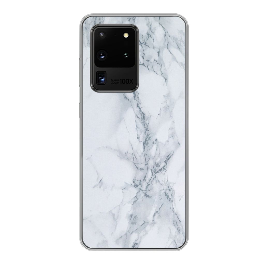 MuchoWow Handyhülle Schutzhülle Hülle für Samsung Galaxy S20 Ultra Marmor - Muster - Gus - Weiß - Marmoroptik - Luxus Silikon Softcase Handy...