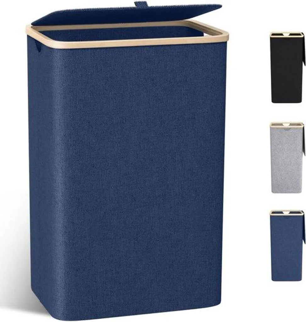 Panier à linge bleu marine 100L avec sac amovible étroit modèle XL