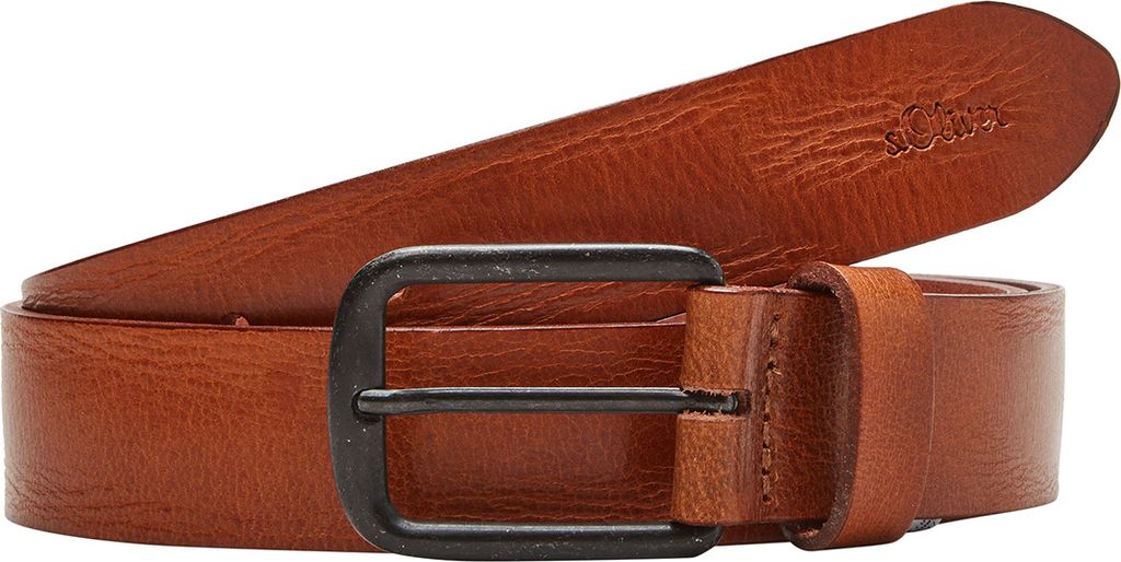 s.Oliver Leder Dornschließe Gürtel Ledergürtel Jeansgürtel 2103741-8786, Länge:85 cm