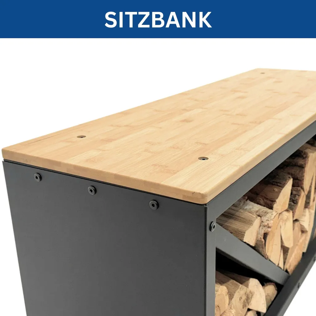 DanDiBo Étagère à bois 96602 avec banc en métal noir pour intérieur