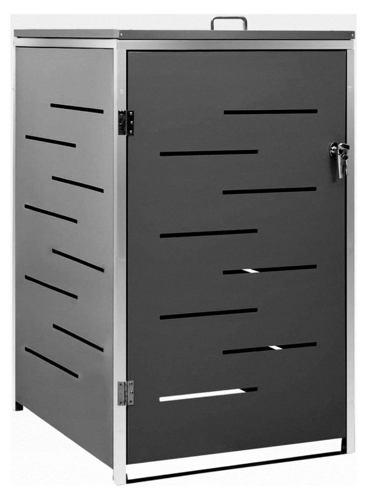 Mülltonnenbox für 1 Tonne abschließbar, rostfrei, Müllcontainer, Gartenbox 69x77,5x115cm aus Edelstahl