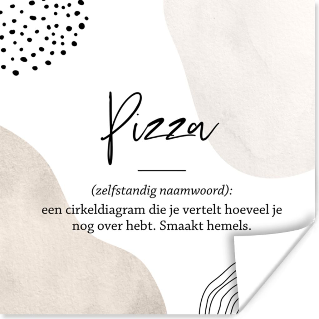 MuchoWow Poster Pizza - Wörterbuch - Sprichwörter - Zitate - Pizza definition 100x100 cm - Babyzimmer
