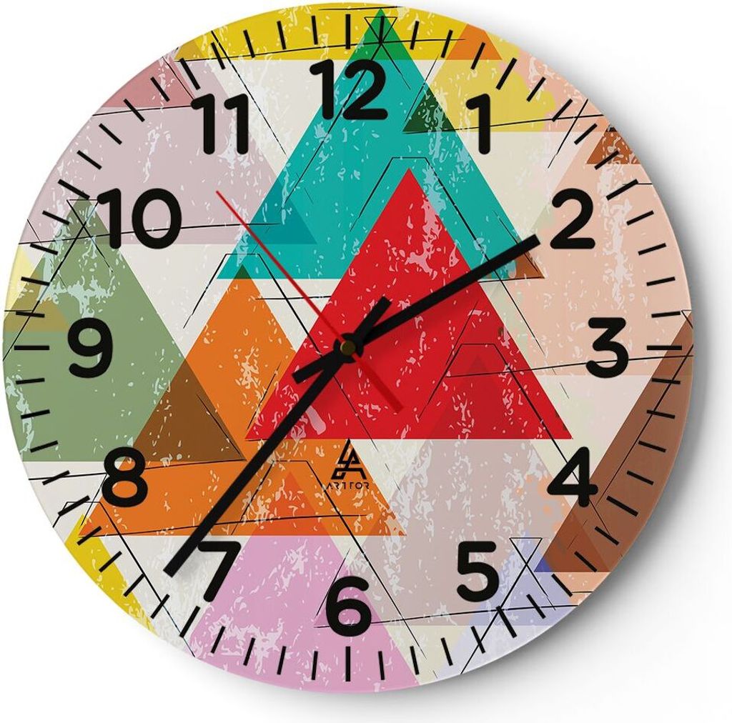 Wanduhr - Rund - Glasuhr - Abstraktion modern - 40x40cm - Schleichendes Uhrwerk - Lautlos - zum Aufhängen bereit - Dekoration Modern - Wanddekorat...