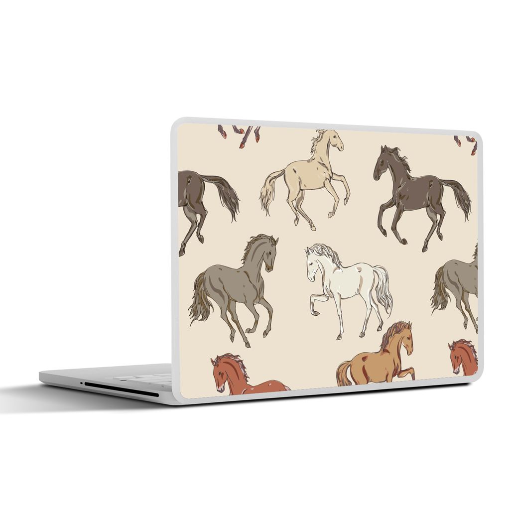 MuchoWow Laptop Aufkleber Sticker Cover Pferde - Rosa - Grau - Mädchen - Kinder - Mädchen 40x30 cm - Laptop Dekoration - Selbstklebend