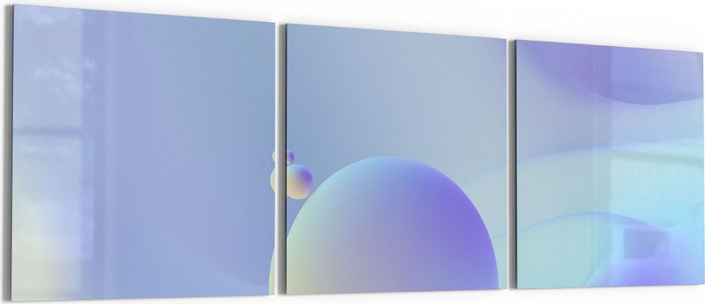 DEQORI Glasbilder Acryl 3x50x50 cm '3D Lowpoly Kugeln' Wandbilder XXL groß