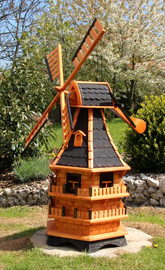 Moulin à vent XXL 1,50 m avec solaire pour cour et jardin noir Type 21.1