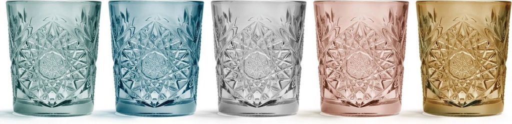 Hobstar Gläser in 5 tollen Farben, Vintage style glass Produktbild 