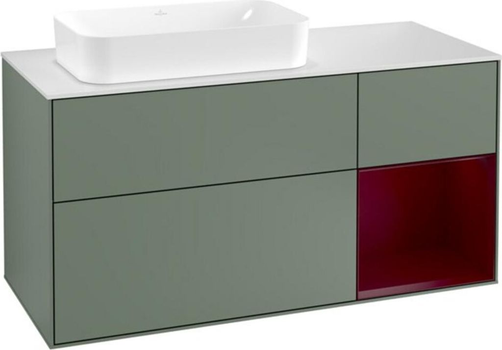 V&B Waschtischunterschrank Wandbeleuchtung Finion 120cm, Pl wh. m, Reg re Peo, Oli. m Lac