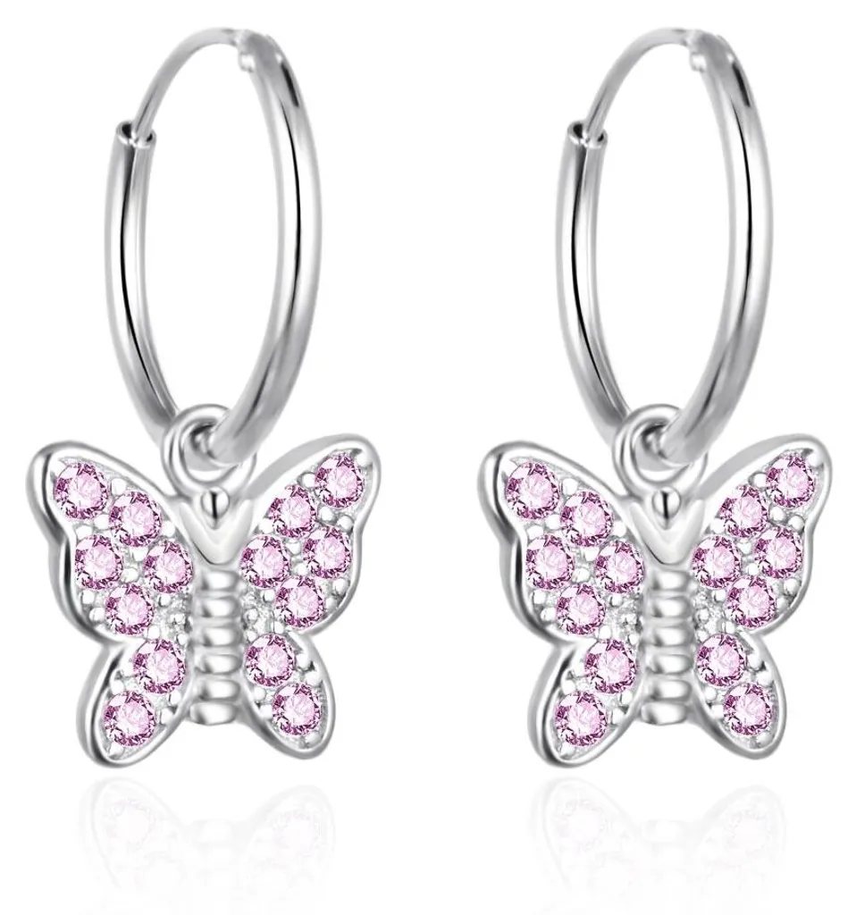 Boucles d'oreilles Papillon Argent 925 Fille 2-en-1 AGT-ED011KP Chic