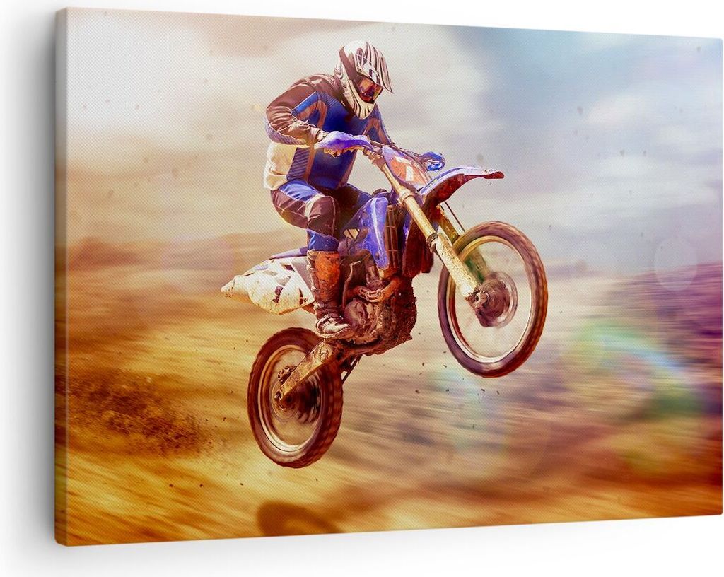 Bild auf Leinwand - Leinwandbild - Motor Sport Helm - 70x50cm - Wand Bild - Wanddeko - Wandbilder - Leinwanddruck - Bilder - Kunstdruck - Wanddekor...