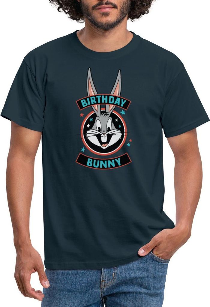 Spreadshirt Looney Tunes Bugs Bunny Geburtstag Birthday Bunny Männer T-Shirt, L, Navy