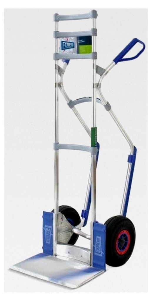 Vollmontierte Alu Profi-Sackkarre mit klappbarer Schaufel / 250 kg / Für den Transport von zwei Getränkestapeln nebeneinander / Luftreifen, schwarz