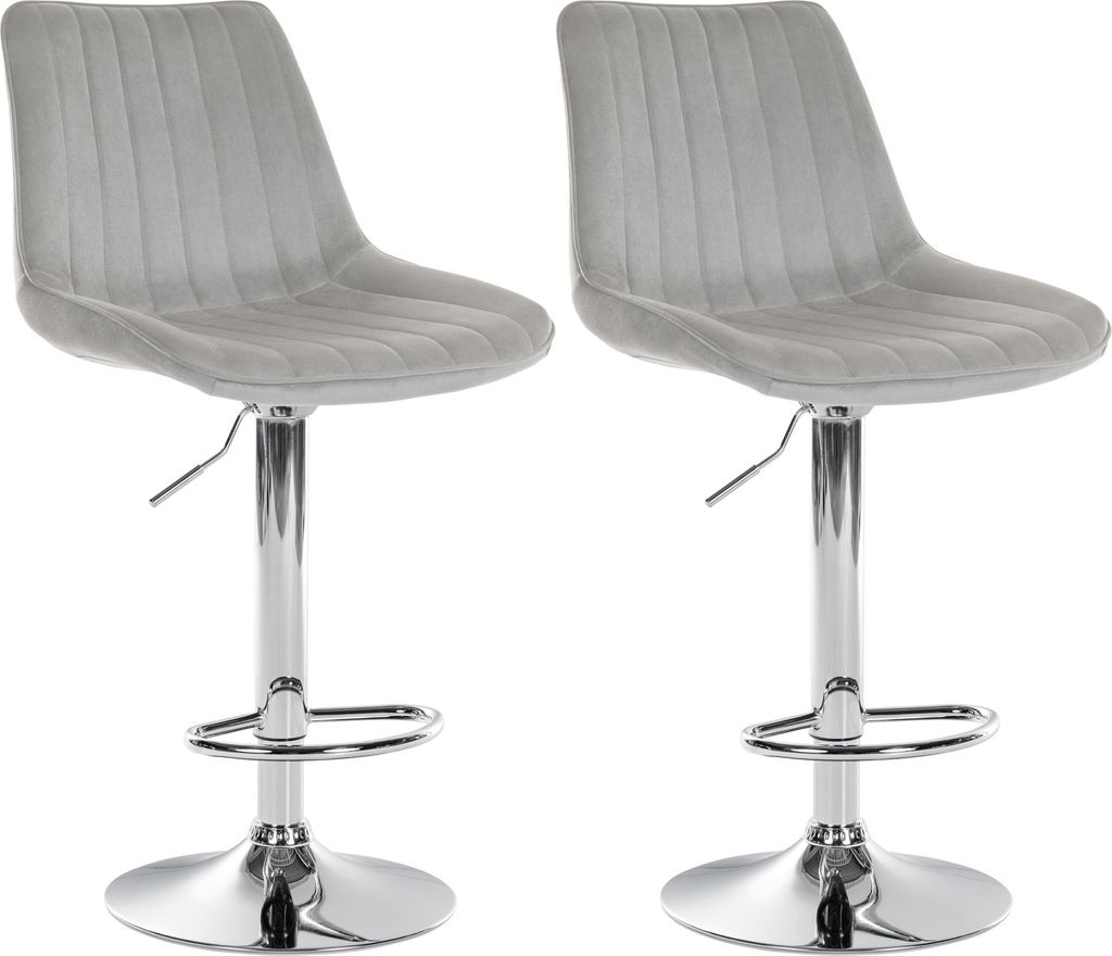 2er Set Barhocker HLO-CP296 Samt chrom grau