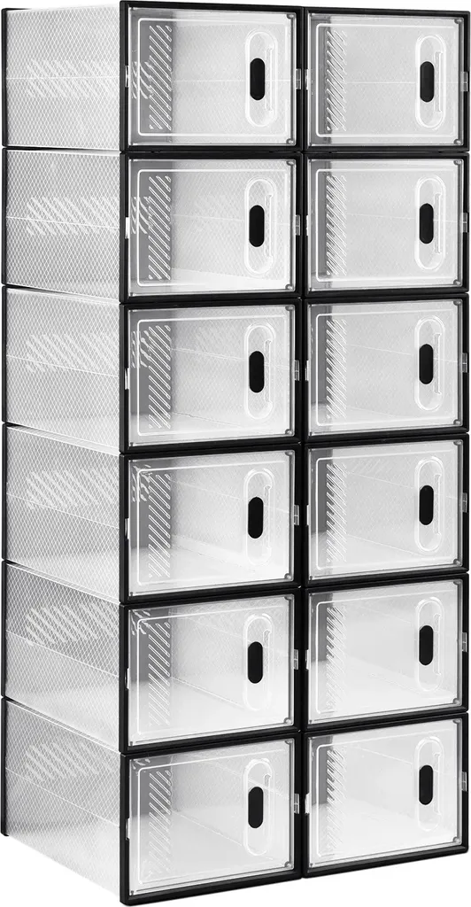 Organisateur de Baskets pour Dressing - 12 Boîtes de Rangement avec Portes