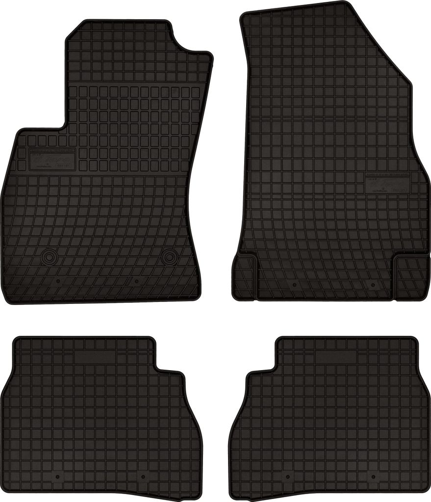 Gummifußmatten passend für Opel Combo D (kombivan, Bj. 2011-2018) – schwarz, passgenau, mit Befestigungen set 4 Stk. - Gummi-Automatten