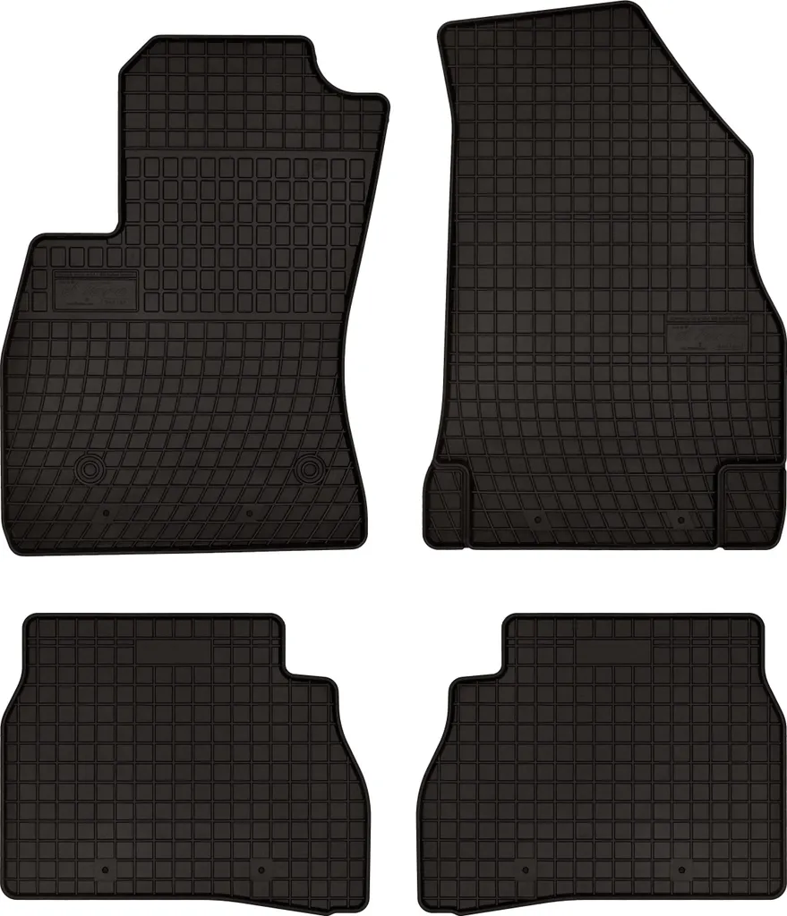 Tappetini auto in gomma adatto per Fiat Doblo II (2009-2020, multispazio) neri, set 4 pz, con fissaggi