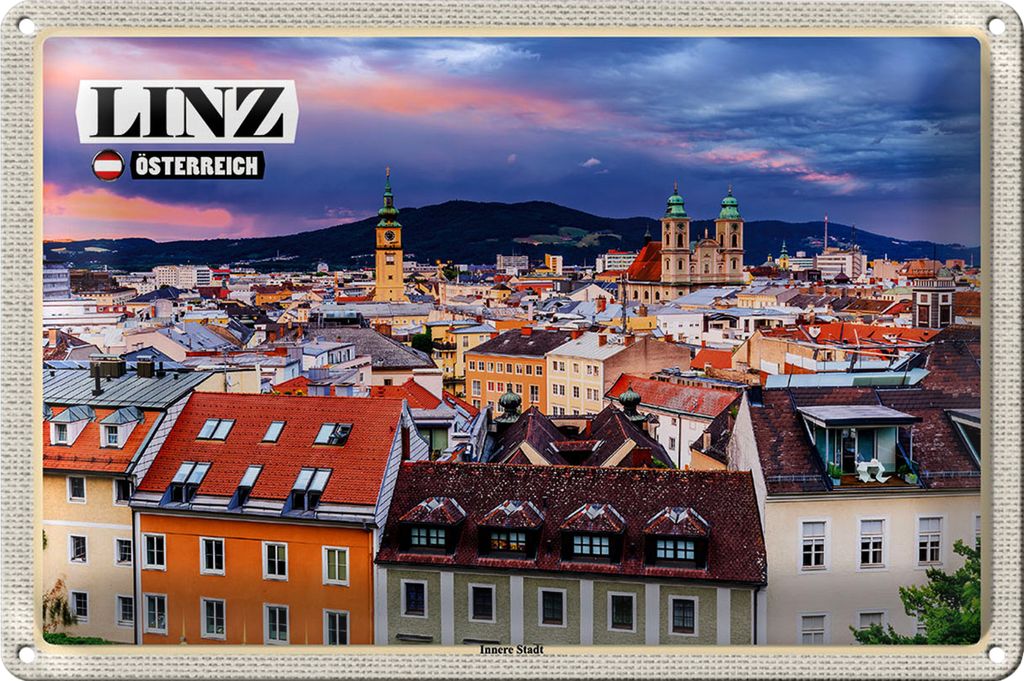 Blechschild Reise Linz Österreich Innere Stadt 30x20cm