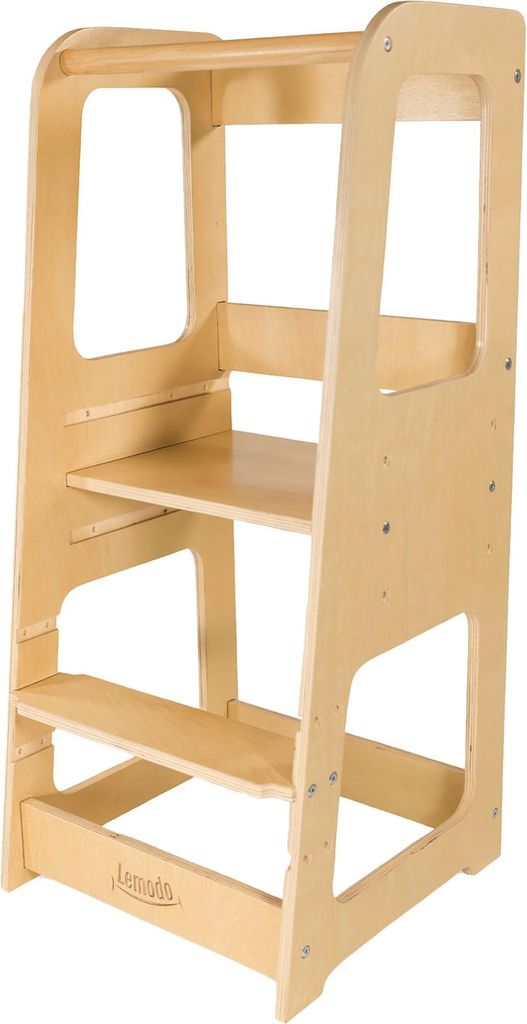 Lernturm für Kinder ab 1 Jahr aus Birkenholz, höhenverstellbar, natur