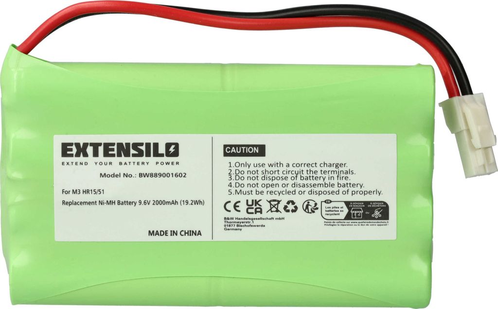 EXTENSILO Akku kompatibel mit Somfy Axorn 50, 70, 90 Schiebetorantrieb Torantrieb Drehtorantrieb (2000 mAh, 9,6 V, NiMH)