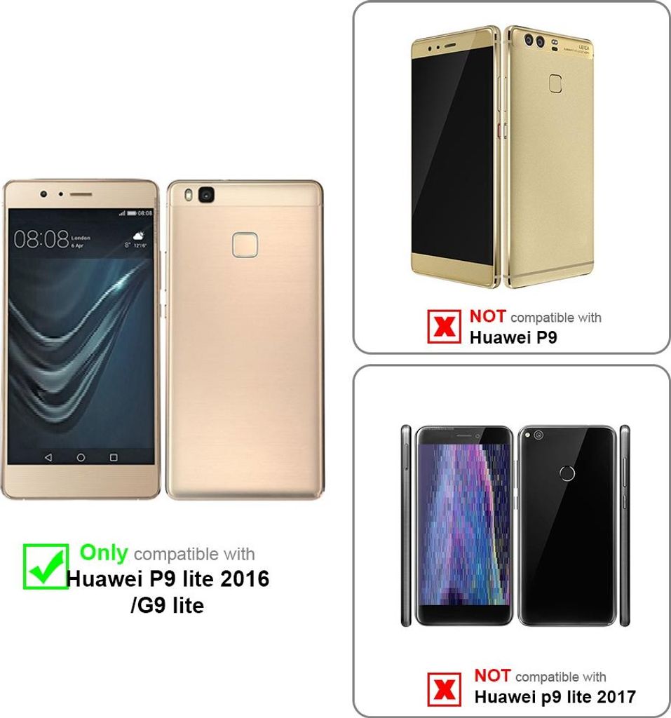 Cadorabo Handyhülle für Huawei P9 LITE 2016 / G9 LITE Schutz Hülle in Schwarz Cover Etui Book Case Booklet