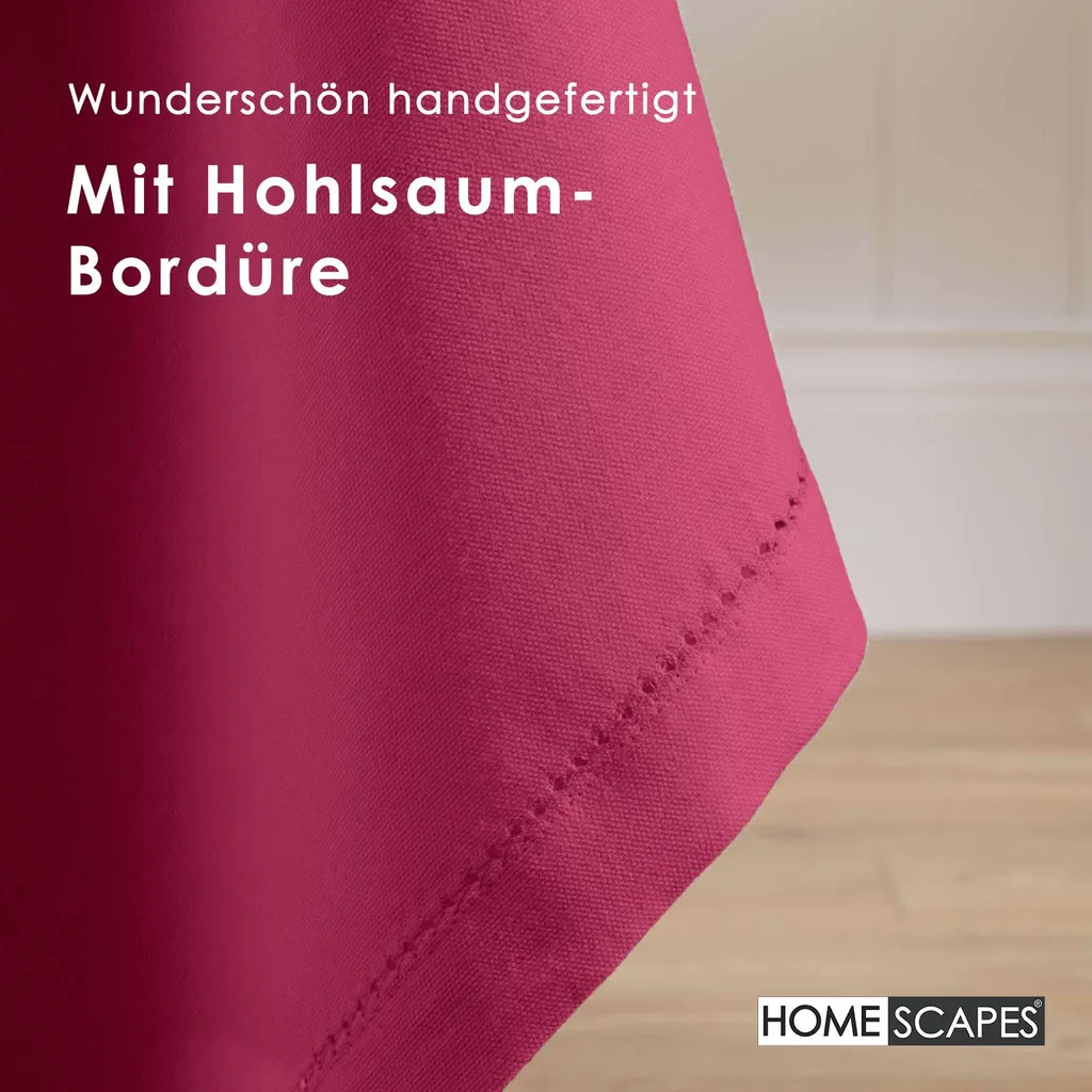 Tovaglia Cotone Homescapes Rosso Vino 137x228 - Ideale per Famiglia - 5