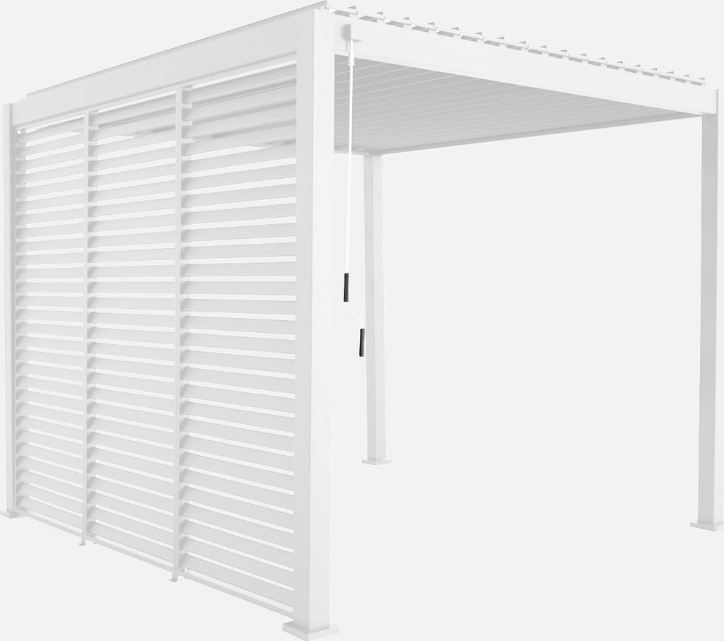 sweeek - Pergola mit Lamellendach Triomphe 3x3m V2 + 3 Lamellenwände 100cm - Weiß