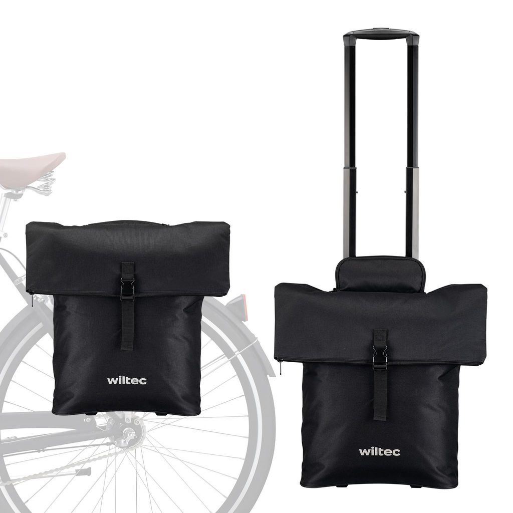 Wiltec fietstrolley, bagagedrager tas, zwart, 33 x 13 x 64 Productafbeelding 