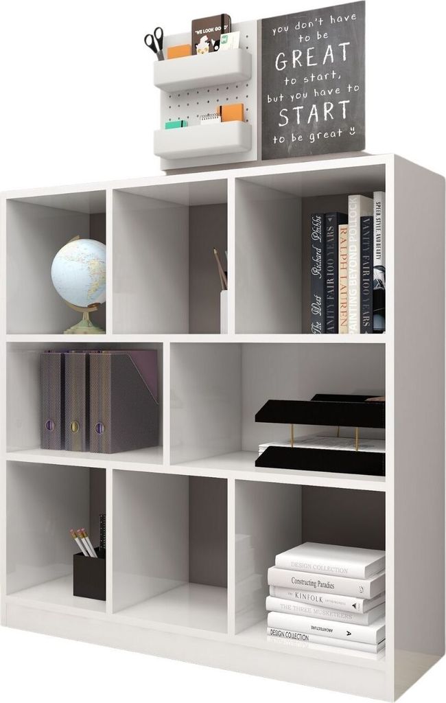 Coemo Raumteiler Split aus Holz 3 Etagenregal 8 Fächer Weiß Standregal