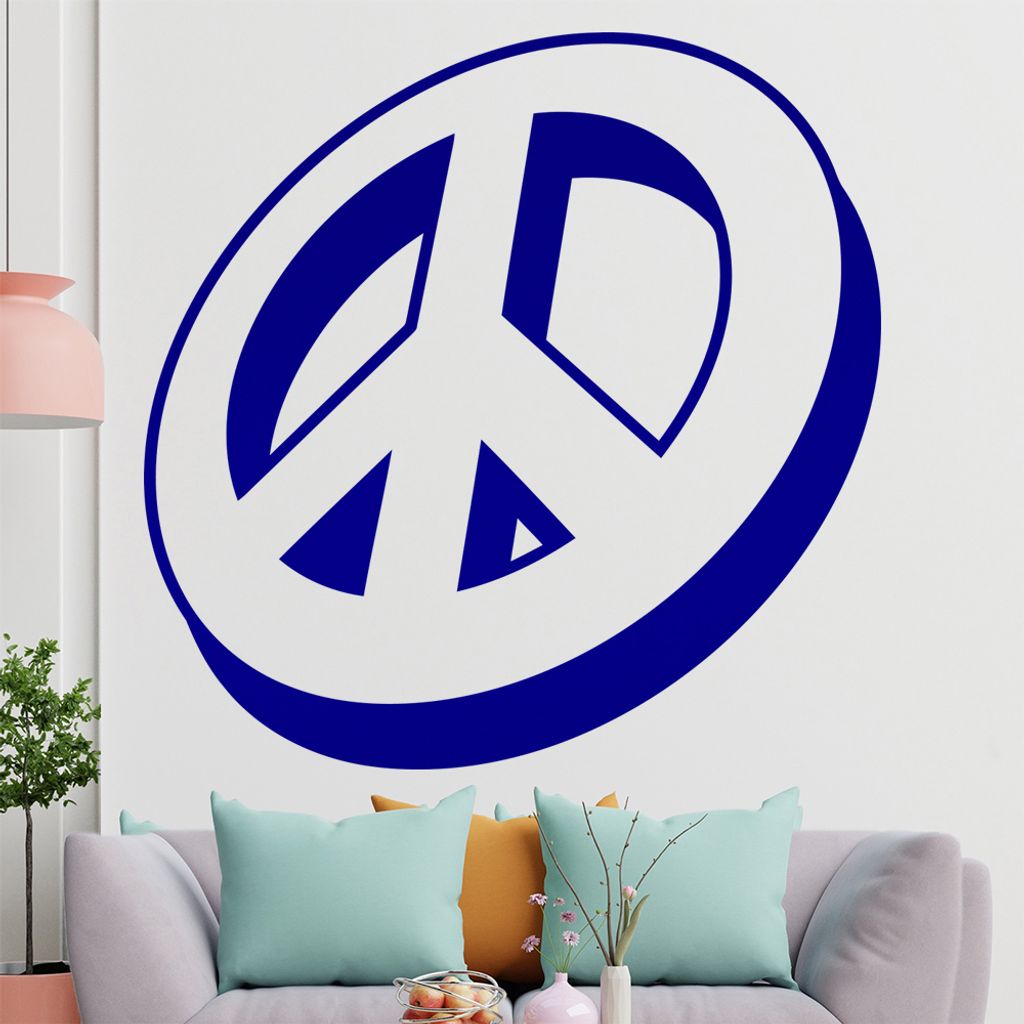 KIWISTAR Peace Zeichen - Frieden Button Wandtattoo in 6 Größen - Wandaufkleber Wall Sticker - Dekoration, Küche, Wohnzimmer, Schlafzimmer, Badez...