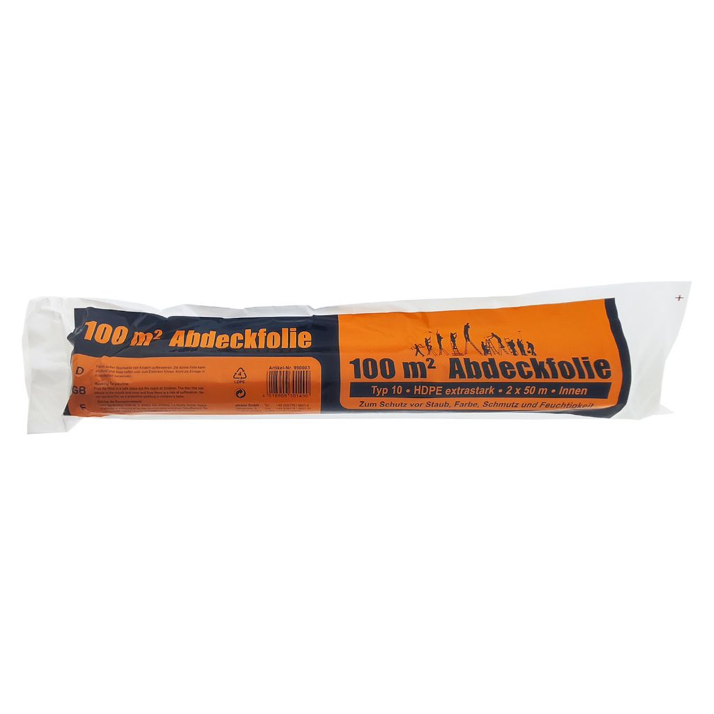 Robuste HDPE Abdeckfolie Transparent 2m x 50m für Malerarbeiten & Schutz 100m²