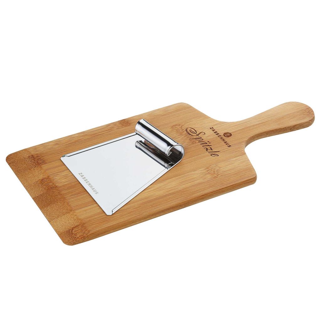 Zassenhaus Eco Line Teigtaschenbrett aus Bambus mit Stahlschaber, 34x16x0,9 cm