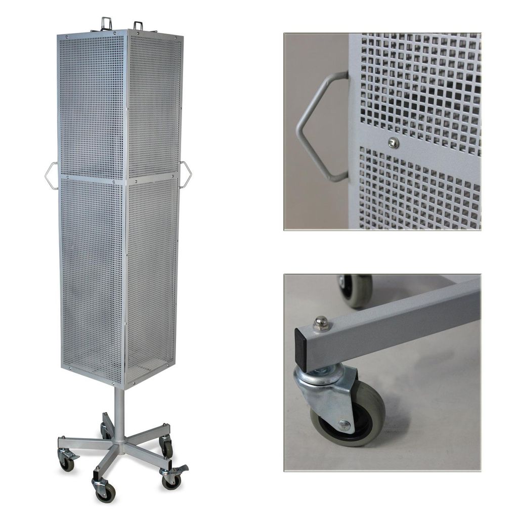 Lochplattenständer mit 4 Lochplatten, Eloxalsilber