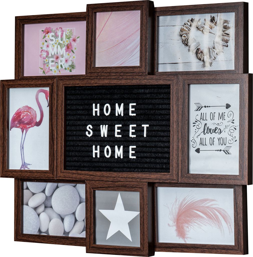 Bilderrahmen 8 Fotos Braun Holz Letterboard Buchstabentafel Collage Fotogalerie