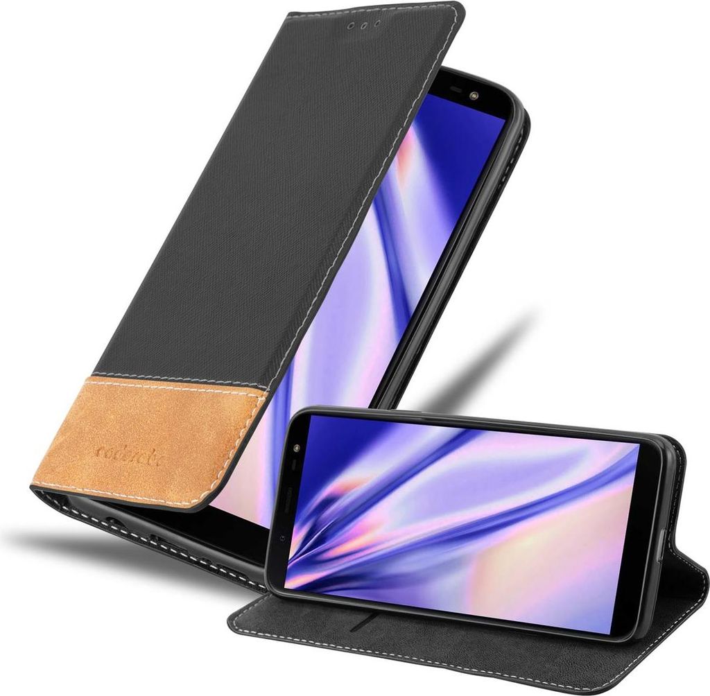 Cadorabo Hülle für Samsung Galaxy J6 2018 Schutzhülle in Schwarz SHandyhülle Book Case Etui Kunstleder