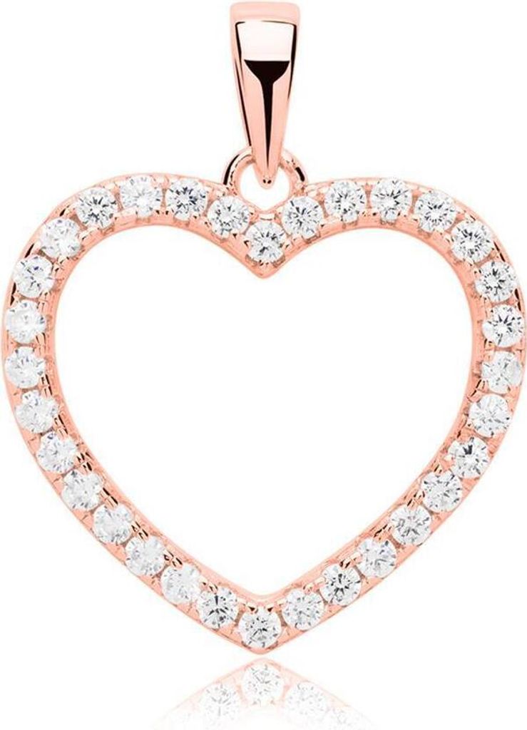 Damen Herzförmiger Anhänger aus rosévergoldetem 925er Silber mit Zirkonia