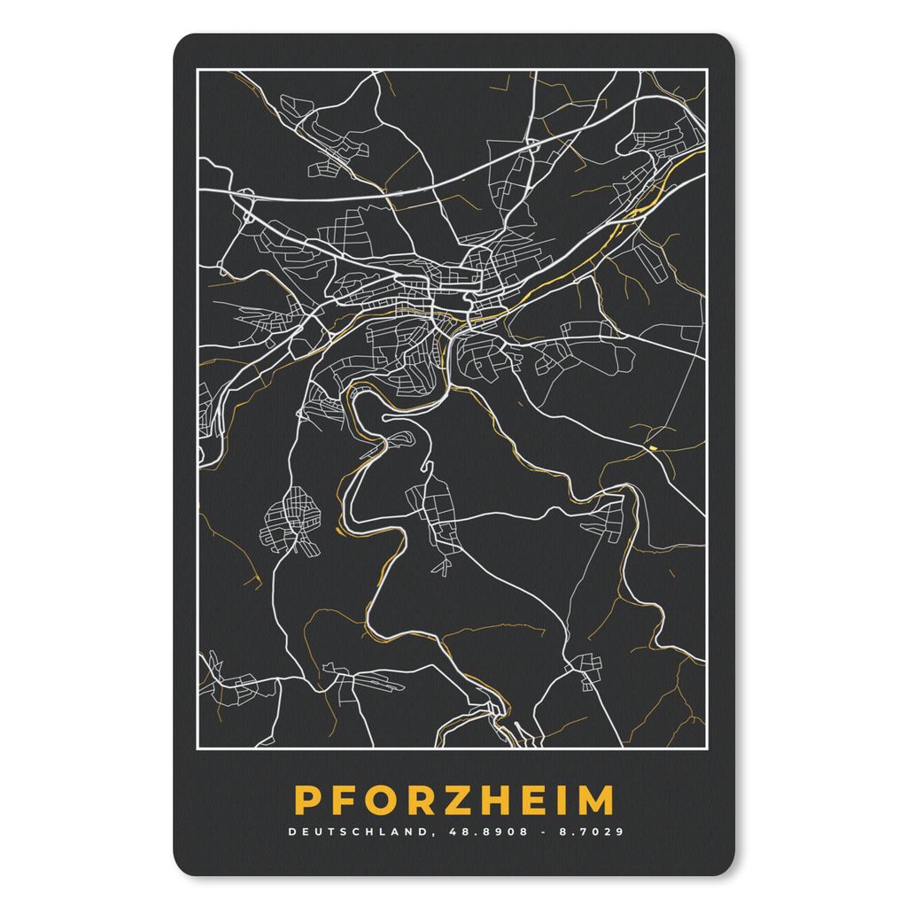 MuchoWow Mauspad Mousepad Pforzheim - Gold - Karte - Deutschland - Karte 40x60 cm - Mousepads - Maus Mat - Pad - Mausunterlage - Schreibtisch Acc...