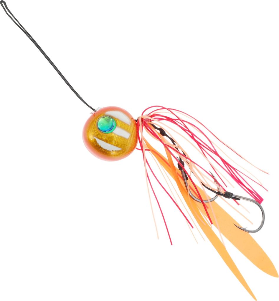 Angeln Teaser, 80g Rockenschwanzköder, Augapfel-förmige Angelköder, Flunder-Rig Bucktail Teaser, Flunder Seebarsch Angelteaser, Goldton Orange