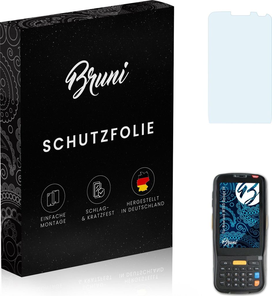 Bruni Basics-Clear 2x Schutzfolie kompatibel mit Newland MT65 Beluga IV Folie