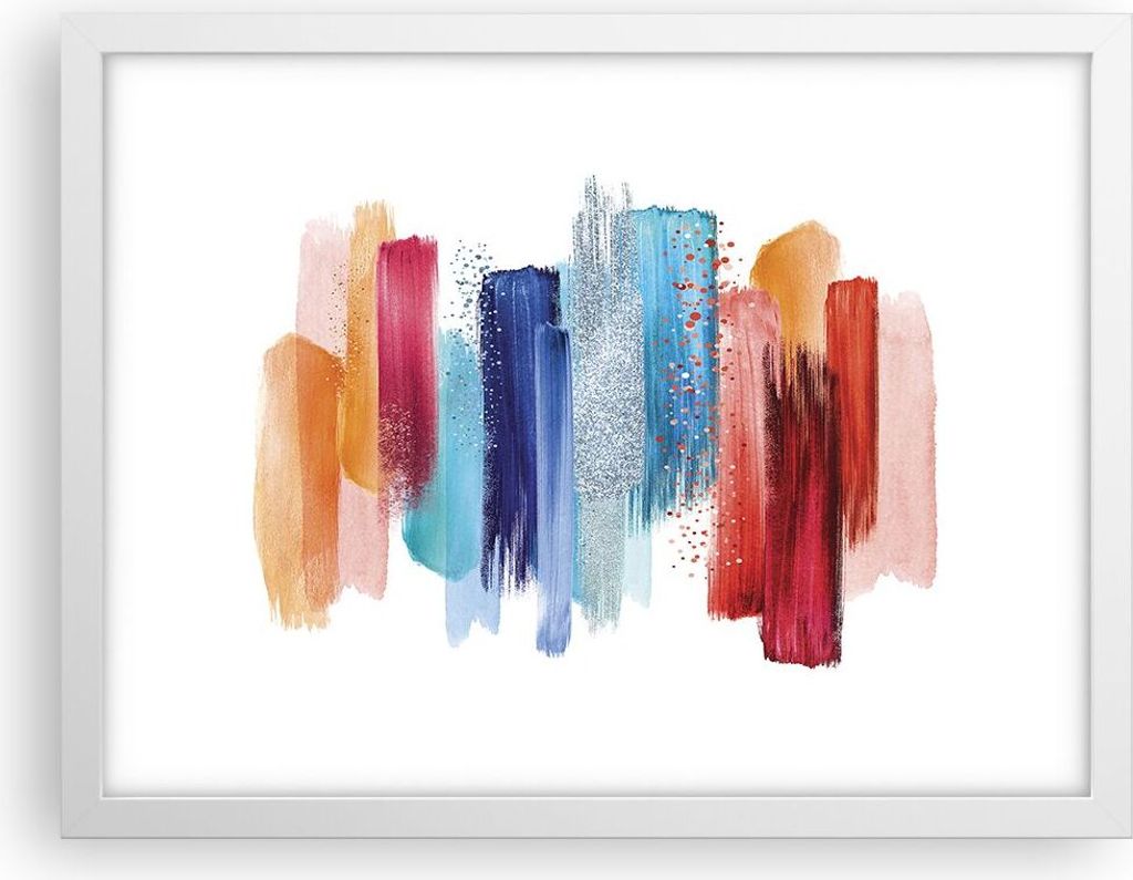 Gerahmtes Poster - Weißer Rahmen - Abstraktion Farben Gürtel - 40x30 cm - Wand Bild - Wanddeko - Wandbilder - Kunstposter - Wandposter - Bilderra...