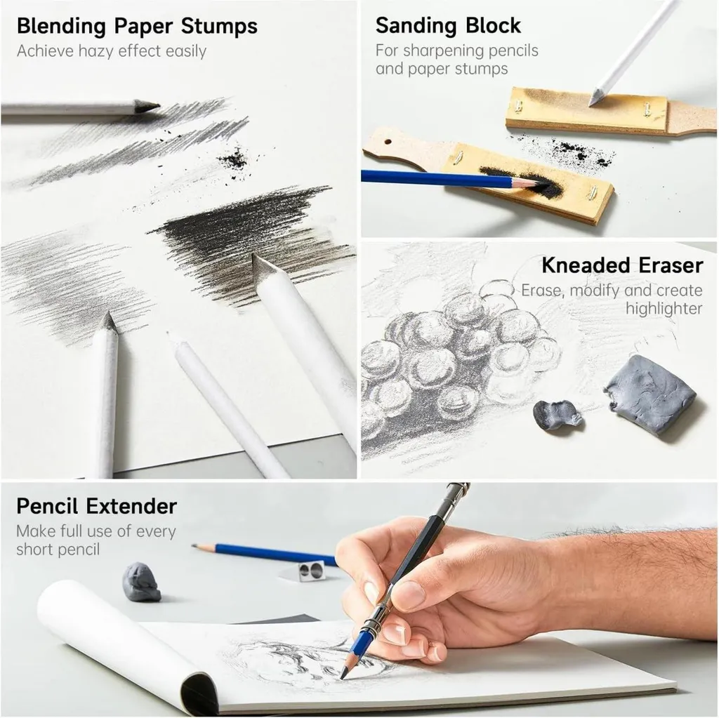 Coffret de dessin multi-techniques 116 pièces : graphite et aquarelle