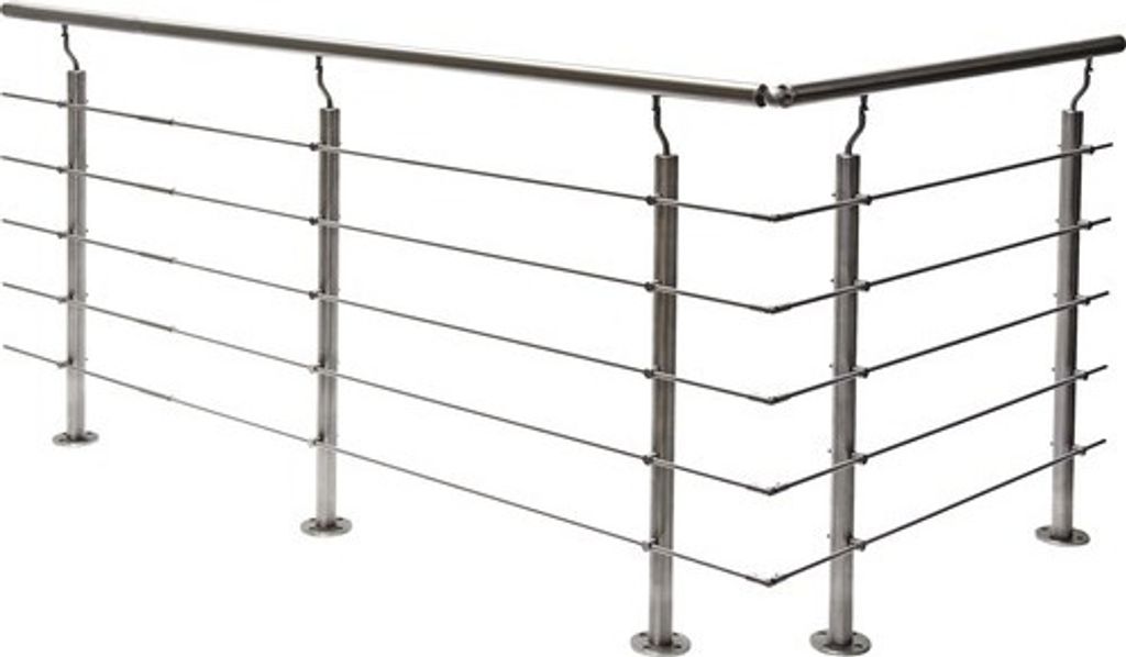 Pertura Geländer-Komplettset Hestia L-Form Edelstahl mit Rundstäbenfür Bodenmontage B: 9 m