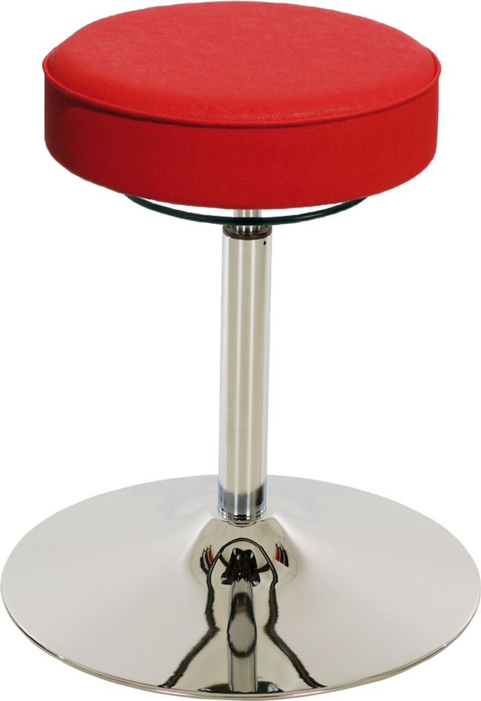 Drehhocker Indianapolis High | Sitzhöhe 52-71cm | Ø 50cm | Tragfähigkeit 110kg | Kunstleder-Sitz | Verchromter Stahltellerfuß | Feuerrot